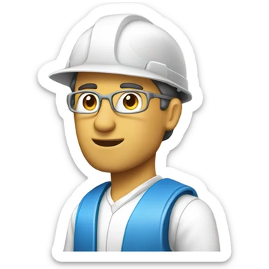 ingeniero, casco blanco, chaleco azul  sticker