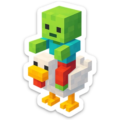 baby zombie riding a chicken sticker