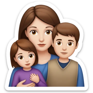 woman, man and child white skin and all brown hair sticker