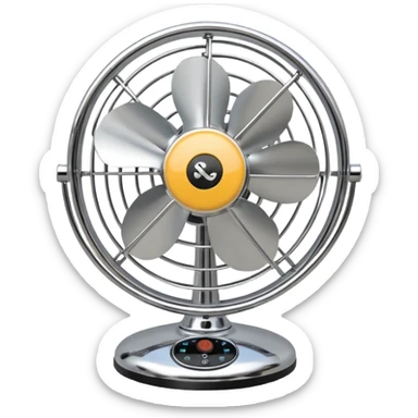 Desk Fan – classic round fan with metal cage and adjustable tilt. sticker