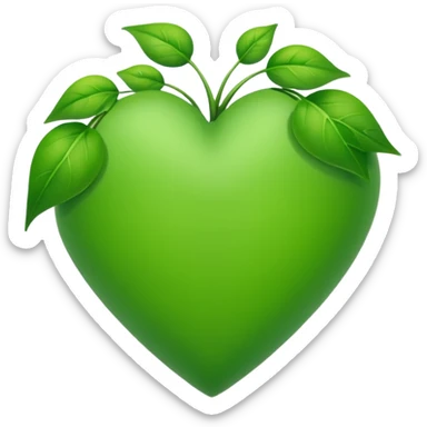 Heart white and green leaf  sticker