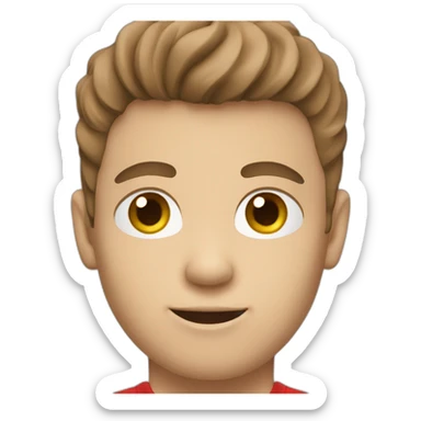 soccer white boy brown hair red shirt sticker