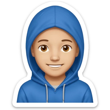 emoji of a person wearing a blue hoodie smiling sticker