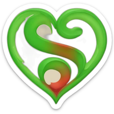 Make a heart with letter S in Green and Red color sticker