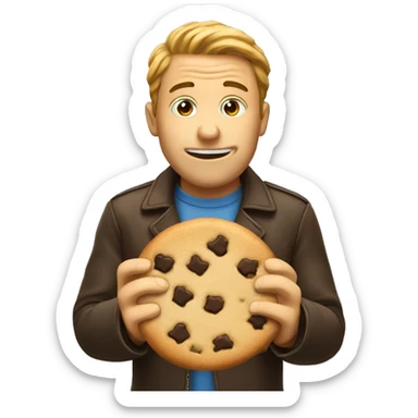 Man eating cookie sticker