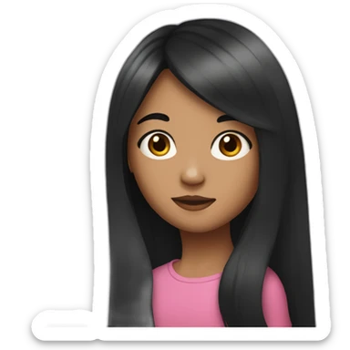 11 years old girl with long black hair and slightly tanned skin  sticker