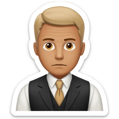 Adult man, wearing a formal vest, serious look
 sticker