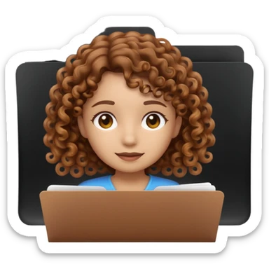 A **simple emoji-style icon** of a **black transparent plastic folder**, sleek and minimal, with **rounded corners**, subtle translucency, soft shading, and a **small logo of a canela-skinned girl with curly hair** on the front.
 sticker