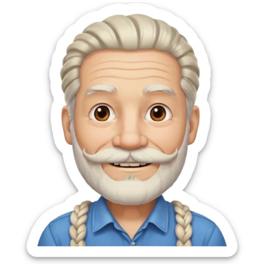 very old, white bearded and white mustached, braided, earringed sticker