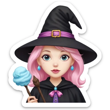 Witch with cotton candy sticker