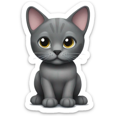 Scottish lop-eared dark-gray cat training with Dumbbells.  sticker