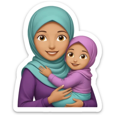 Make a Muslim with a kid wearing a hijab  sticker