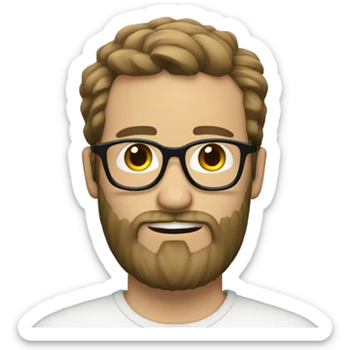 full bearded white guy, black haired with glasses sticker