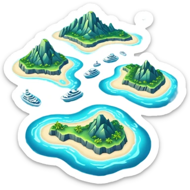 futuristic sea map with islands sticker