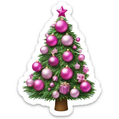 Christmas tree with pink ornaments  sticker