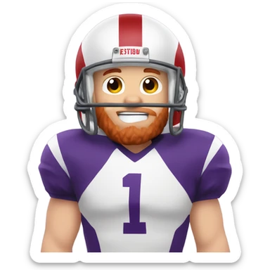 Redhead jesus playing American football wearing purple and silly face sticker