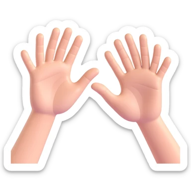 A 2D emoji-style illustration of two open hands, positioned side by side and angled to the right, as if they are pushing something like a swing. Add motion lines behind the hands to the left to show a rightward pushing movement. Clean cartoon style, minimal background sticker