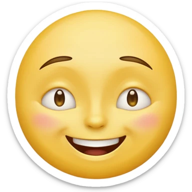 yellow emoji face, eyes shut tight, eyebrows arched upwards, upper teeth exposed in a cheerful smile sticker