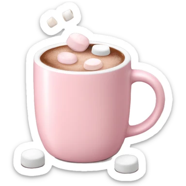 Light Pink mug of hot chocolate with marshmallows  sticker