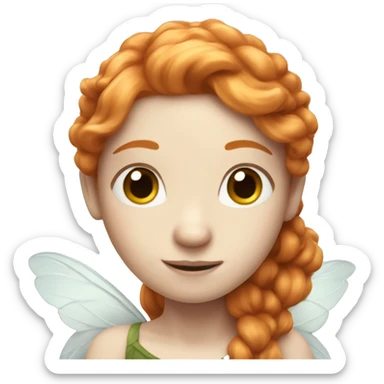 a white skin fairy, long ginger hair and wings sticker
