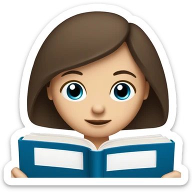 Shoulder length brunette haired blue eyed girl reading a book  sticker
