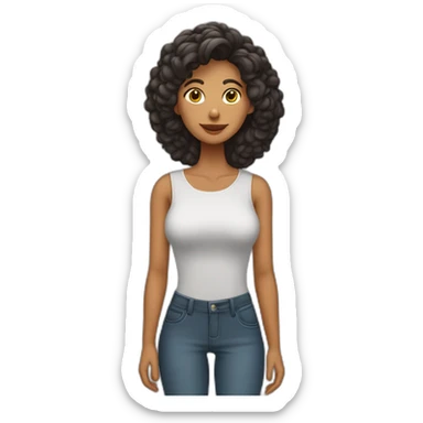Mujer morena de pelo largo posando de cuerpo entero sticker