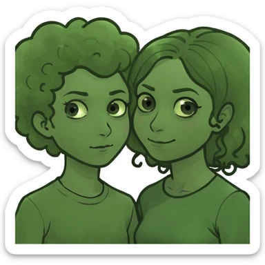 Straight hair mom and curly hair kid sticker