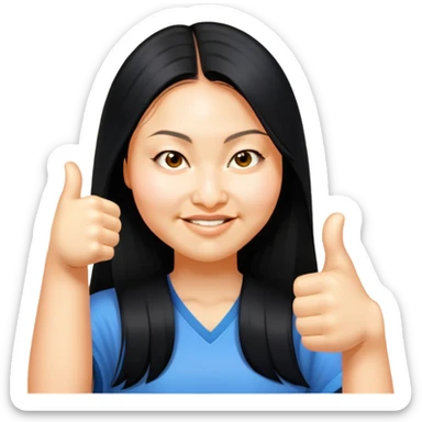 Asian girl long hair giving thumbs up sticker