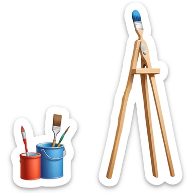 Create an icon that represents the hobby of wall painting without frame, featuring a wall with a beautiful painting in progress. The design should include a paintbrush, a roller, and part of the wall decorated with colorful patterns or a mural. The icon should show the process of creating the artwork, with the brush strokes visible on the wall, symbolizing the artistic nature of the craft. The composition should be balanced and harmonious, evoking creativity and skill. The background should be transparen sticker