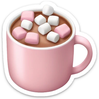 Light Pink mug of hot chocolate with marshmallows  sticker
