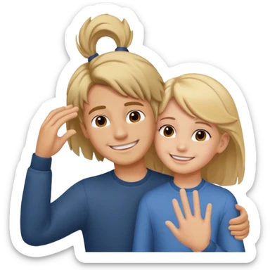 a boy putting a girls hair behind her ear gesture sticker