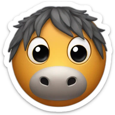 3d sphere with a cartoon Horse skin texture with big calm eyes sticker