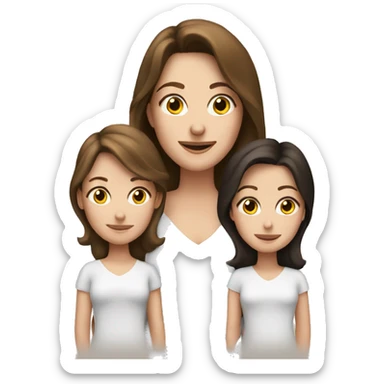 brunette white mom with 5 brunette white daughters sticker