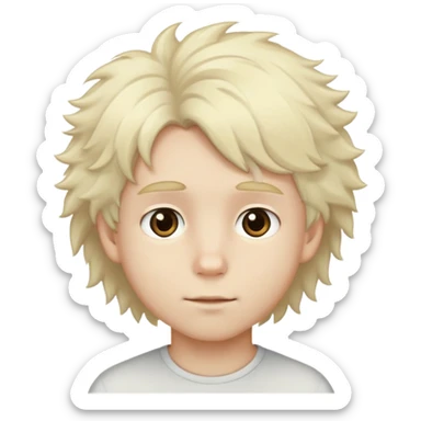 pale blonde hair boy with fluffy hair and brown eyes sticker
