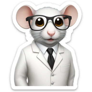 rat wearing a white suit, black pant, white shoes and glasses sticker