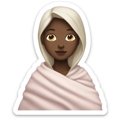 Pale white girl with brown hair wrapped in light pink blanket  sticker