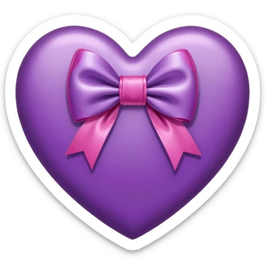 Purple heart with bow around sticker