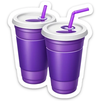 2 stacked together styro cups with purple juice inside visible from the top only sticker
