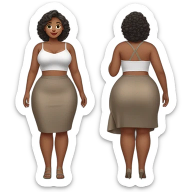 full-body-curvy-beauty-in-a-skirt as three-view drawings sticker
