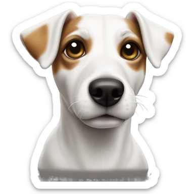 dog jack russell right ear lies left stands sticker