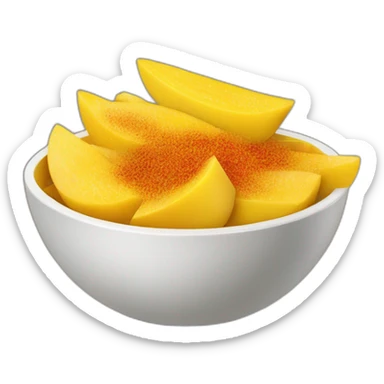 Bowl of sliced mango sprinkled with chili powder sticker
