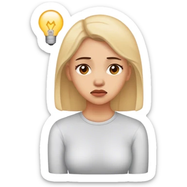 woman with thinking about worry sticker