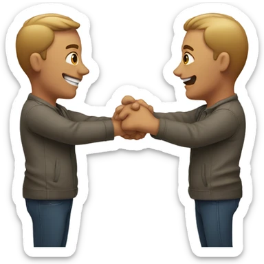 two men giving each other a hand angle from the side sticker