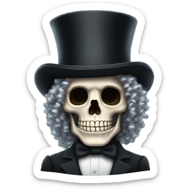 Top hat curly hair skeleton sticker