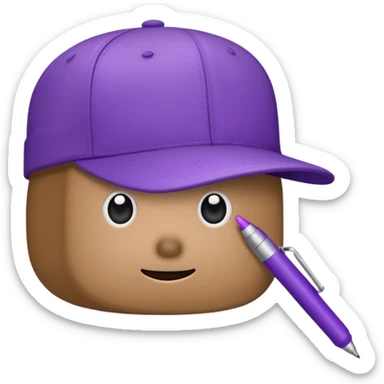 A plastic brown ball cap and the long rectangle purple. (With a pen) And looks like a BFDI style sticker