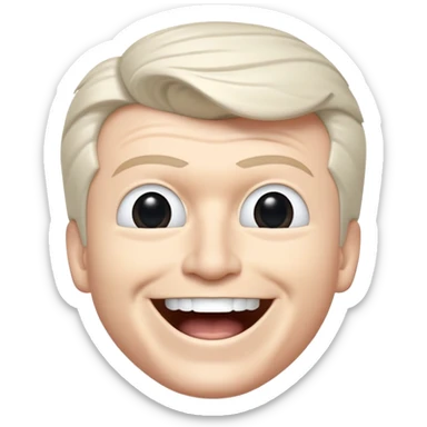 Rick Astley smiling but with only his upper teeth sticking out and his eyes are large black and circular and the entire image including Rick is completely white and it’s so white that only his hair eyes nose mouth and under his throat is easy to see sticker