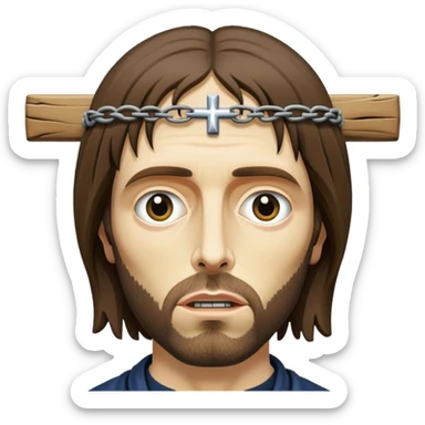 Crucified Jesus with the head of Liam Gallagher  sticker