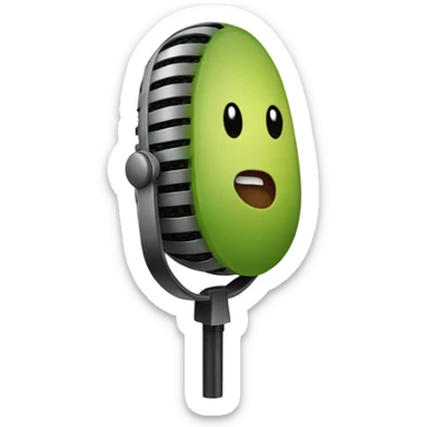 A microphone but with an avocado shape and color sticker