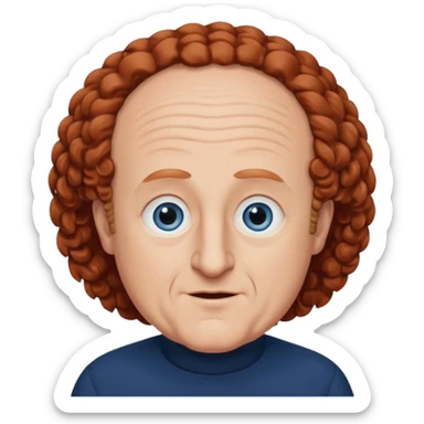 Larry Fine from the Three Stooges with blue eyes, reddish- brown hair, navy blue outfit sticker
