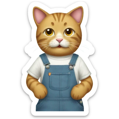 Silly cat with cute overalls sticker